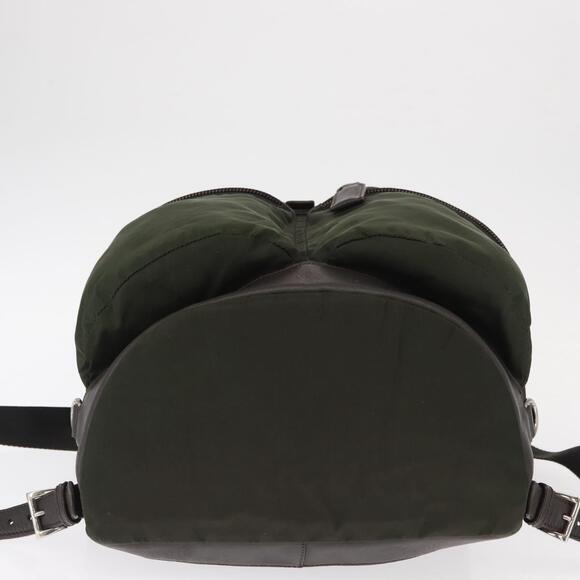PRADA Backpack Nylon Khaki Silver Auth kk592 main image 12